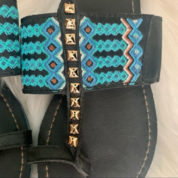 JC Penny Black Boho Flat Sandals Size 6 - Picture 2 of 10